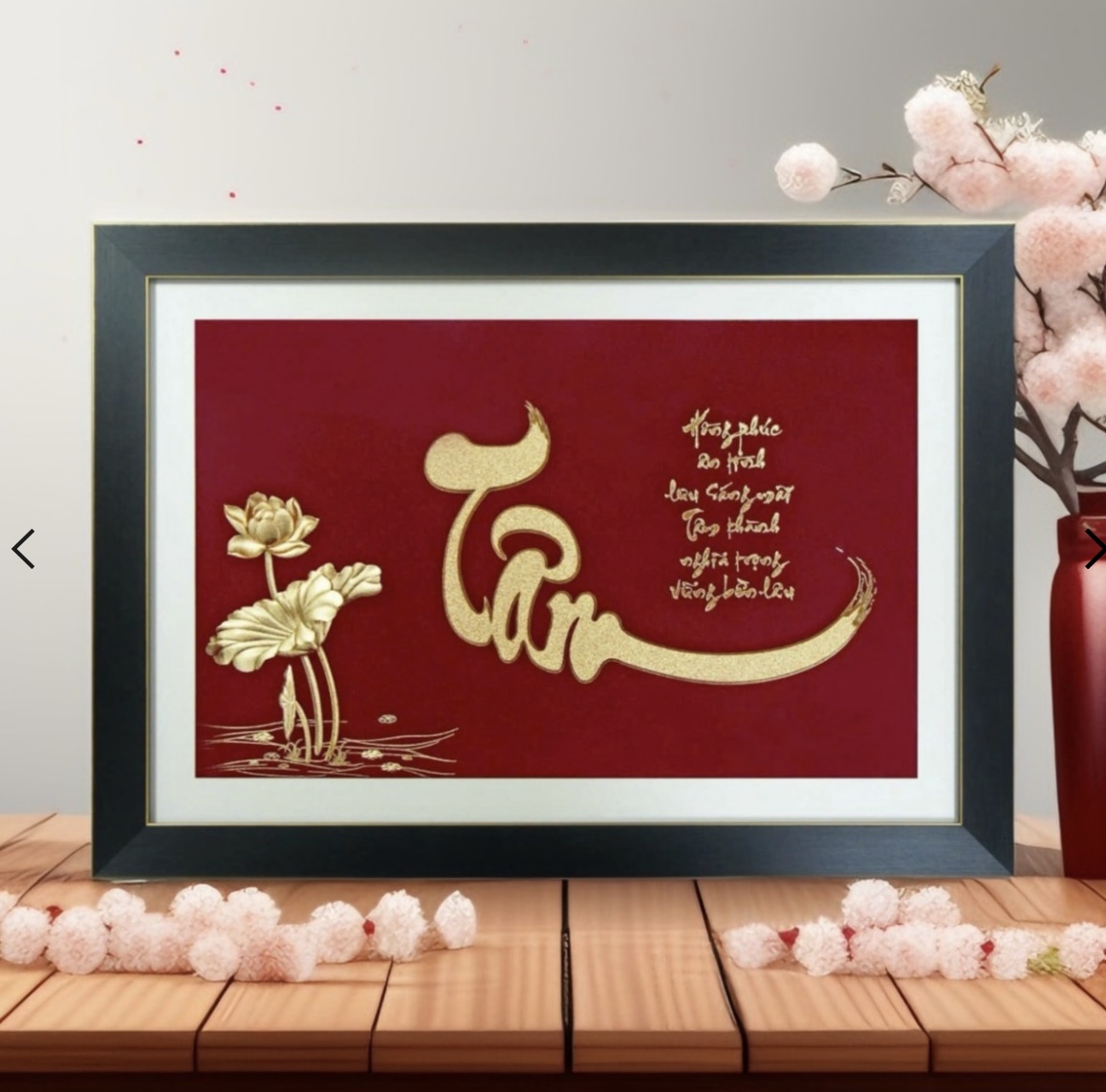 Tranh Chữ Tâm Dát Vàng 24k